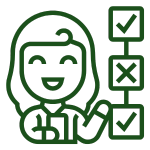 Icono de una mujer con una lista