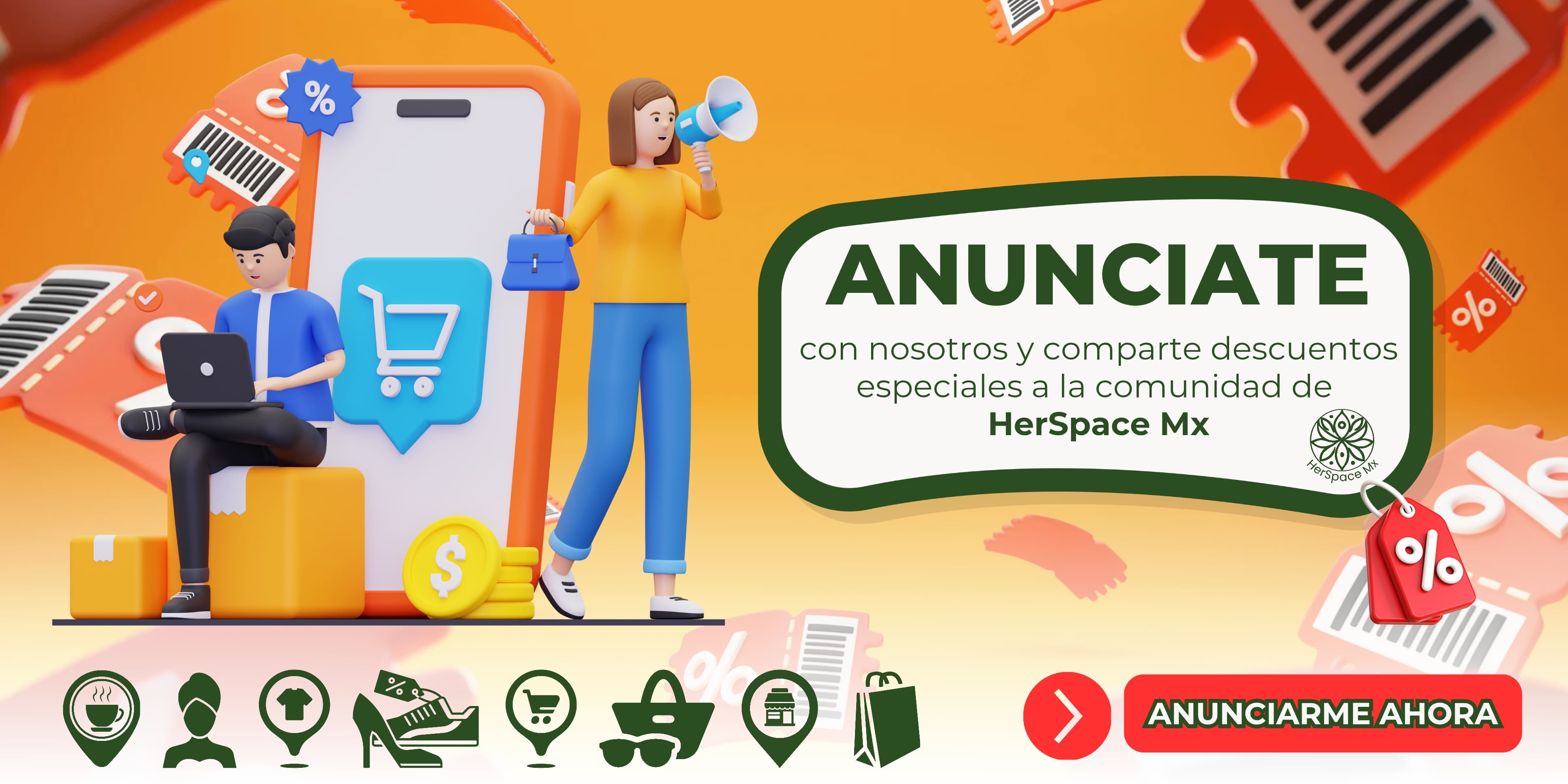Baner, Anunciate con nosotros y comparte descuentos especiales a la comunidad de HerSpace Mx